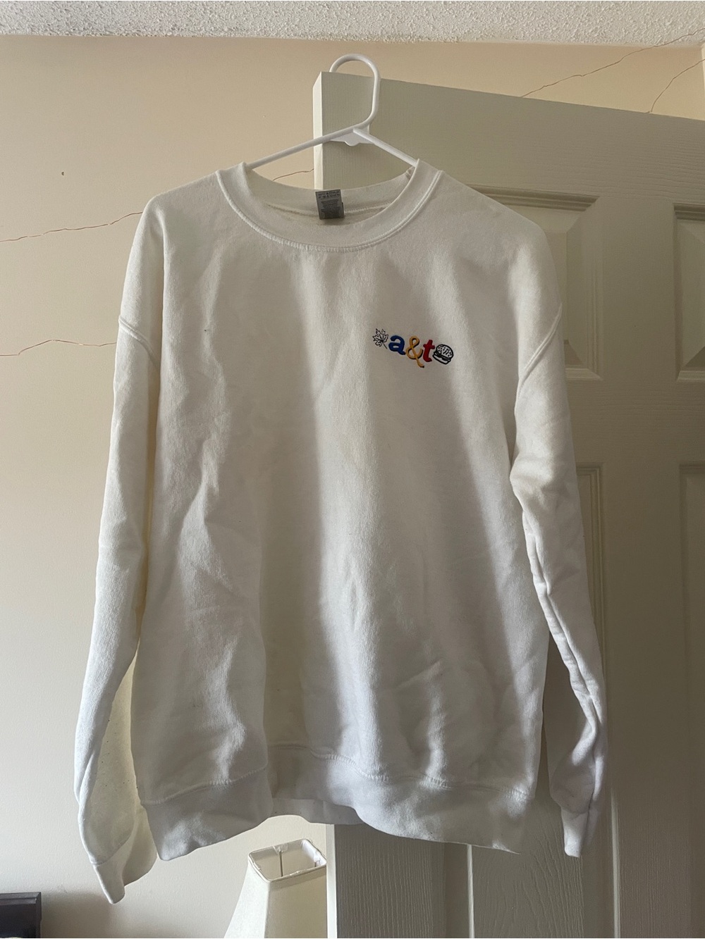 White Embroidered Crewneck Sweatshirt - Customized Embroidery
